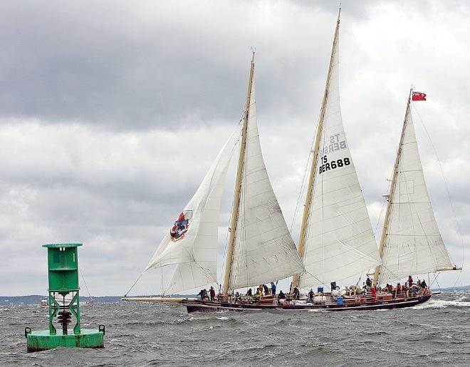 'Spirit of Bermuda', the 118-foot Bermuda sloop used for youth sailing programs in Bermuda will berth at the State Pier in New Bedford for a media reception then make her way to the Beverly Yacht Club by midweek. The Royal Hamilton Amateur Dinghy Club of Bermuda, along with the Beverly Yacht Club and the Blue Water Sailing Club sponsor the biennial Marion to Bermuda Race starting June 19th. Competitors race 645 miles almost due south, across the tricky Gulf Stream before finishing off St. David’s Light, Bermuda. - 2015 Marion to Bermuda Race © Talbot Wilson